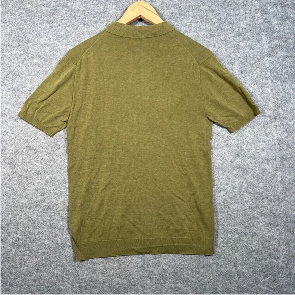 COS Polo Size Small Mens Green Silk Blend Short Sleeve Collared Button Up Top - Picture 9 of 9